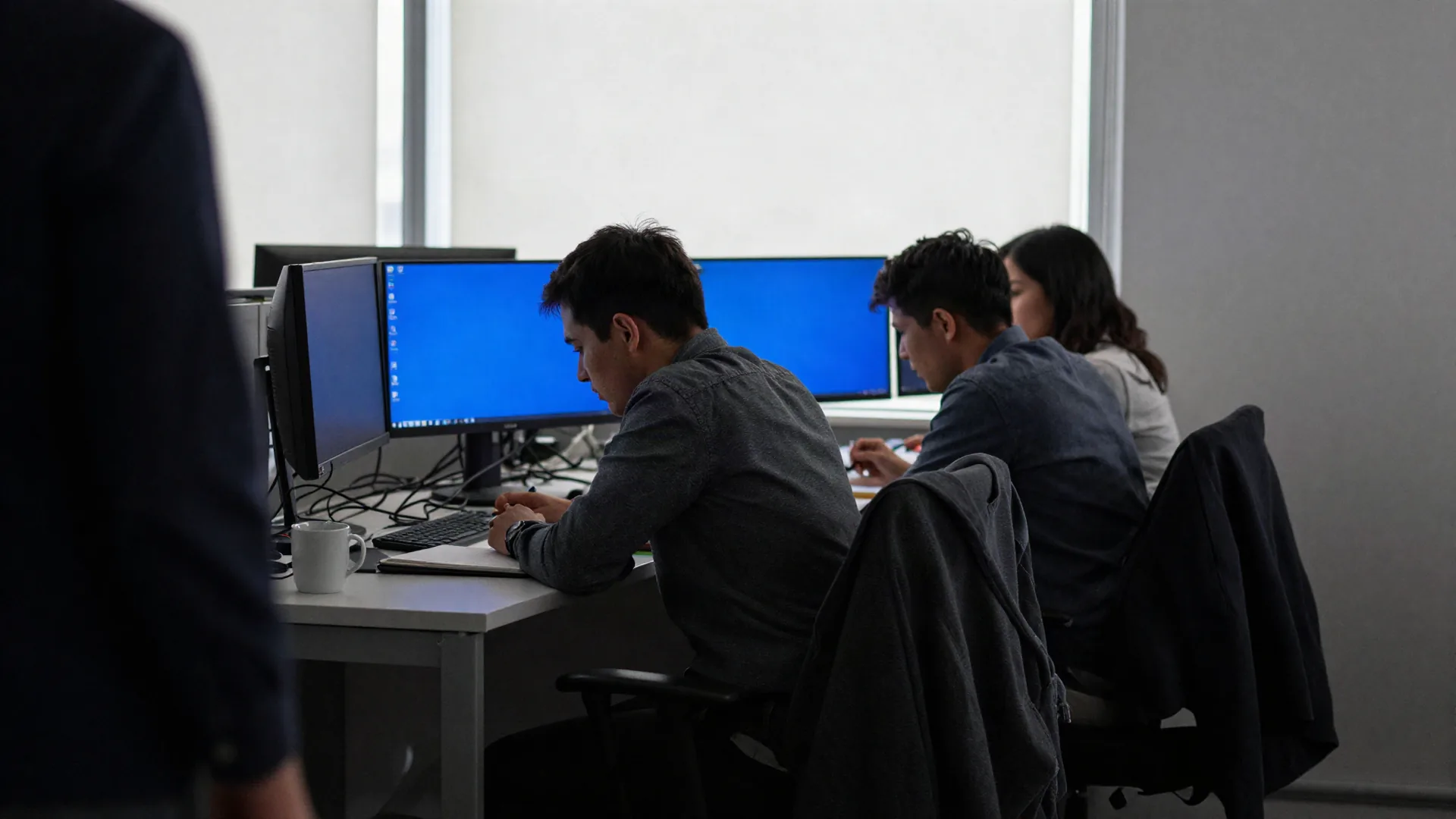 An AI developer working within a client team at their own desks rather than as an outside visitor